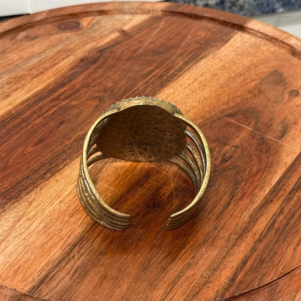 Lucky Brand Vintage Inspired Turquoise Gold Women's Statement Cuff Bracelet OS - Picture 6 of 10